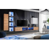 Ensemble meuble TV mural Switch XXVI - L 320 x P 40 x H 150 cm - Blanc et marron