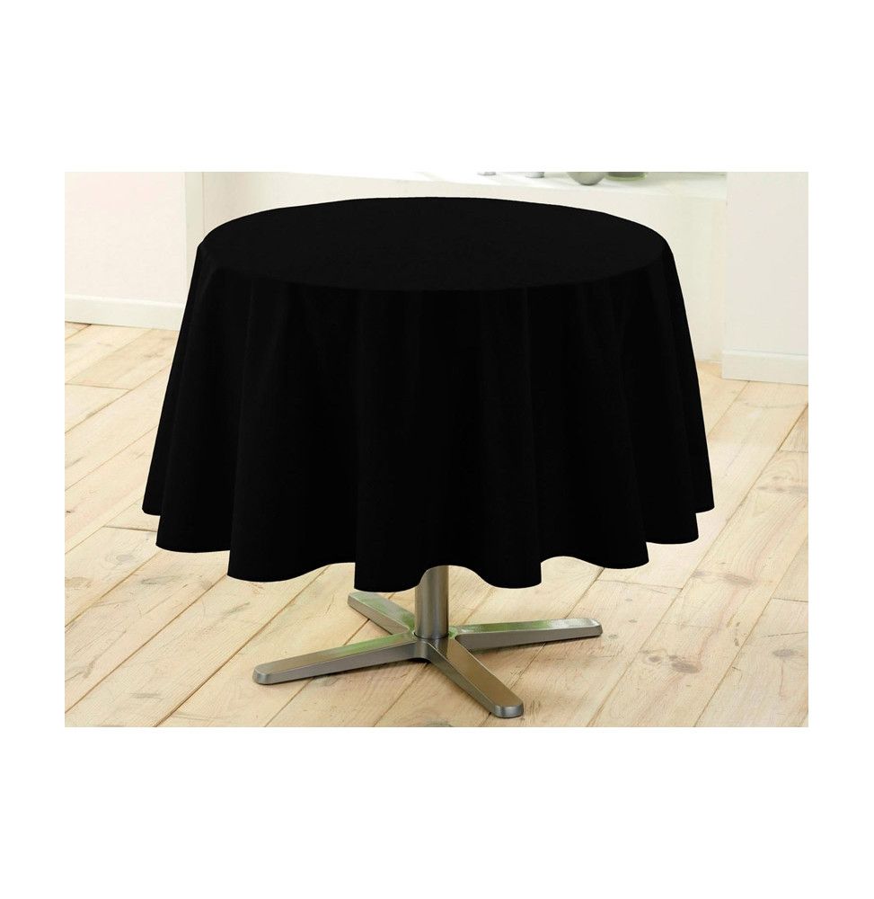 Nappe ronde unie - Diamètre 180 cm - Noir