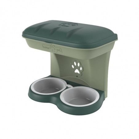 Gamelle pour chiens murale - 50 x 29 cm - Vert