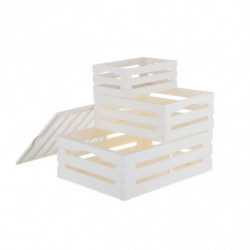 Set de 3 boîtes - Tina Tris - L 41 cm x l 31 cm x H 15 cm - Blanc