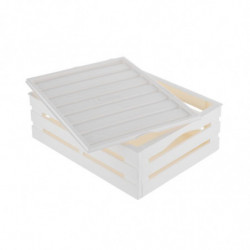 Boîte avec couvercle - Tina 3 - L 41 cm x l 31 cm x H 15 cm - Blanc