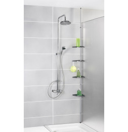 Etagère d'angle de douche téléscopique - Aluminium - 4 niveaux avec crochets