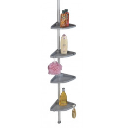 Etagère d'angle de douche téléscopique - Aluminium - 4 niveaux avec crochets