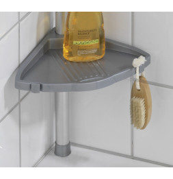 Etagère d'angle de douche téléscopique - Aluminium - 4 niveaux avec crochets