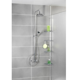 Etagère d'angle de douche téléscopique - Aluminium - 4 niveaux avec crochets