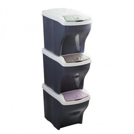 Lot de 3 poubelles Tris - 60 L - Coloris aléatoire