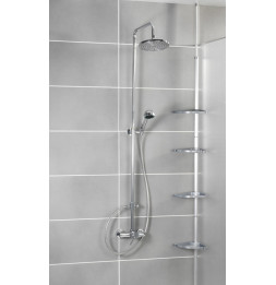 Etagère d'angle de douche téléscopique - Aluminium - 4 niveaux avec crochets