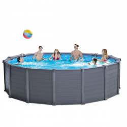 Piscine tubulaire ronde graphite - D 478 x 124 cm - PVC - Gris