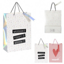 Lot de 4 sacs cadeaux - L 27 x l 12 x H 38 cm - Coloris aléatoire