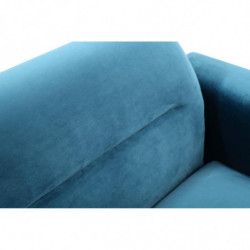 Canapé scandinave en velours - Bayron - L 75 x l 204 x H 87 cm - Bleu