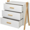 Commode en bois - Amarok - 3 tiroirs - L 76 x l 40 x H 80 cm - Blanc