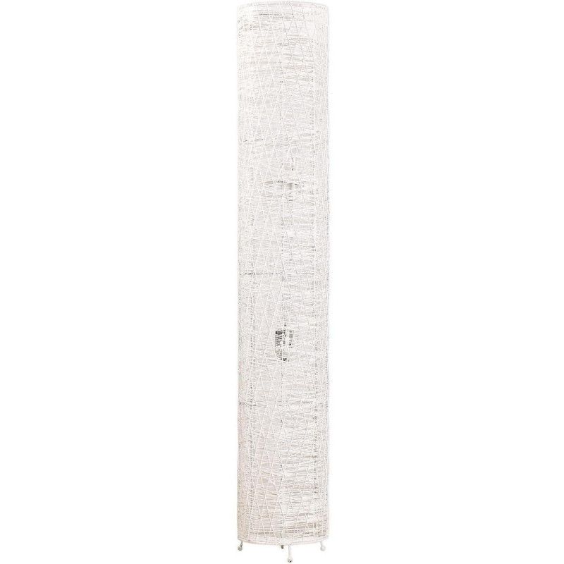 Lampadaire cylindre en rotin - D 19 cm x H 110 cm - Blanc