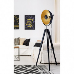 Lampadaire sur trépied - Austin - D 78,5 x H 170 cm - Noir et doré