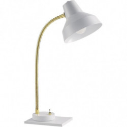 Lampe de bureau - Charles - D 25 x H 40 cm - Blanc et doré