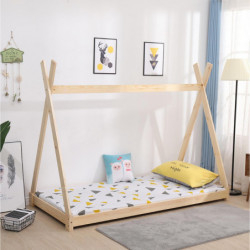 Lit pour enfant - Tipi - 90 x 190 cm - Bois naturel