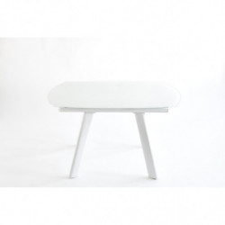 Table extensible en verre - Spid - L 130 x l 90 x H 75 cm - Blanc