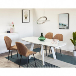 Table extensible en verre - Spid - L 130 x l 90 x H 75 cm - Blanc