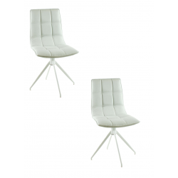 Lot de 2 chaises en cuir matelassé - Madera - L 60 x l 51 x H 86,5 cm - Blanc