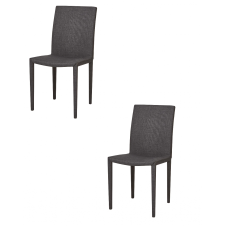 Lot de 2 chaises en tissu - L 45 x l 56 x H 90 cm - Gris