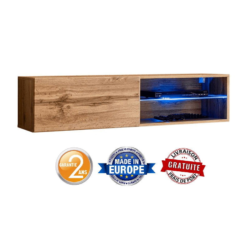 Banc TV mural Switch RTV 4 - L 120 x P 40 x H 30 cm - Marron