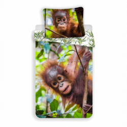 Parure de lit en coton Orang outan - 140 x 200 cm - Vert
