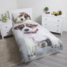 Parure de lit en coton chien - 140 x 200 cm - Gris