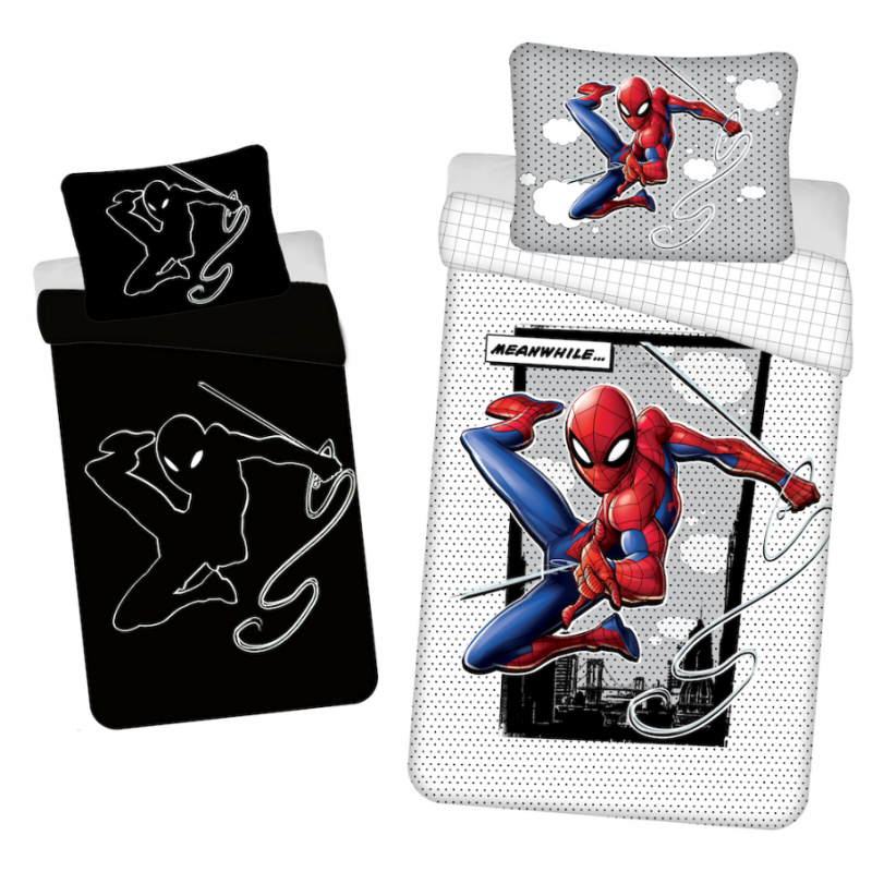 Parure de lit en coton Spider-Man phosphorescente - 140 x 200 cm - Blanc