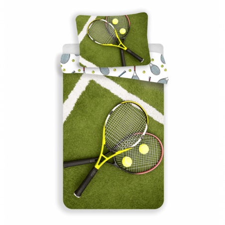Parure de lit en coton raquette de tennis - 140 x 200 cm - Vert