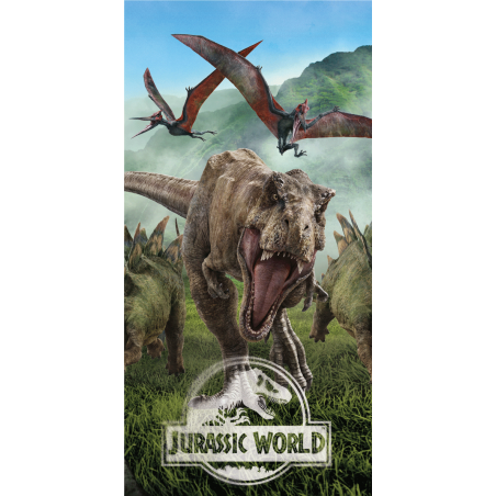 Drap de plage en coton Jurassic World - 70 x 140 cm - Vert