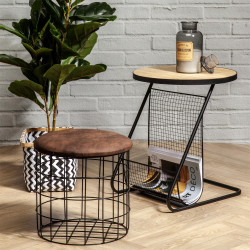Table ronde range revues - D 41 cm - Noir