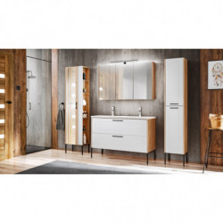 Armoire miroir de salle de bain - 30 x 45 x 170 cm - Duramen White