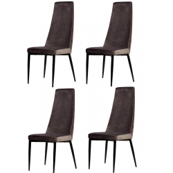 Lot de 4 chaises vintage - Prestige - L 57 x l 44 x H 107 cm - Gris