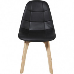 Lot de 4 chaises en cuir - Saba - L 46,5 x l 53 x H 83 cm - Noir