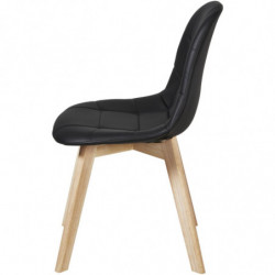Lot de 4 chaises en cuir - Saba - L 46,5 x l 53 x H 83 cm - Noir