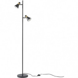 Lampadaire à 2 têtes - Lampio - D 23 x H 160 cm - Noir