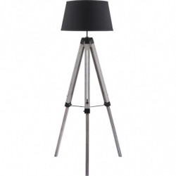 Lampadaire avec abat-jour - Asher - D 65 x H 144 cm - Noir