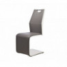 Lot de 4 chaises en cuir - Diva - L 44 x l 47 x H 103 cm - Gris et blanc