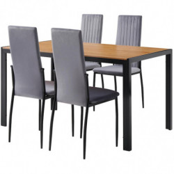 Ensemble table de repas en bois et 4 chaises - Breda - L 120 x l 70 x H 75 cm - Marron