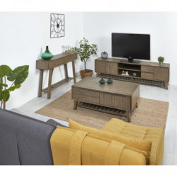Meuble tv en acacia - Noemi - L 210 x l 45 x H 55 cm - Marron
