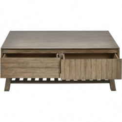 Table basse en acacia - Noemi - L 120 x l 70 x H 45 cm - Marron