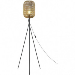 Lampadaire en papier - Aspect rotin - D 25 x H 150 cm - Beige