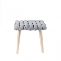 Tabouret en tissu tressé - Dona - L 37 x l 25 x H 35 cm - Gris