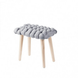 Tabouret en tissu tressé - Dona - L 37 x l 25 x H 35 cm - Gris