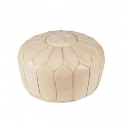 Pouf rond vintage - Fesa - D 50 x H 30 cm - Beige