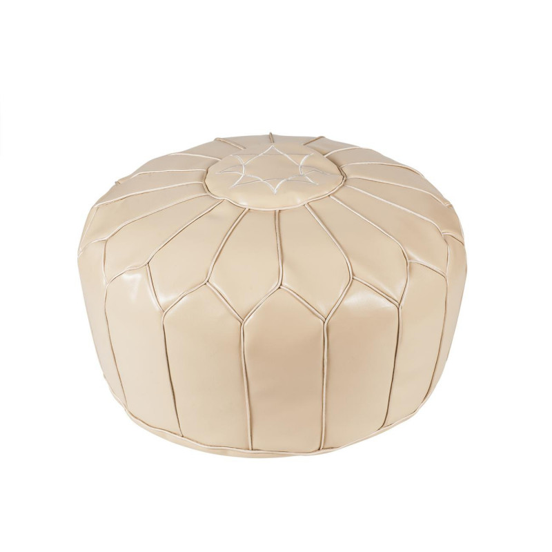 Pouf rond vintage - Fesa - D 50 x H 30 cm - Beige