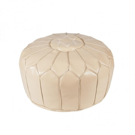 Pouf rond vintage - Fesa - D 50 x H 30 cm - Beige