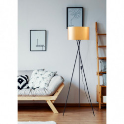 Lampadaire avec abat-jour - Cuivre - H 140 cm - Noir