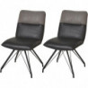 Lot de 2 chaises en cuir - Gillou - L 48,5 x l 67 x H 86,5 cm - Gris