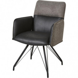 Lot de 2 chaises en cuir - Gillou - L 59,5 x l 67,5 x H 84,5 cm - Marron