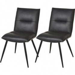 Lot de 2 fauteuils en cuir - Jonas - L 48 x P 66 x H 88 cm - Gris anthracite